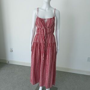 Sim & Sam Red Checkered Midi Dress